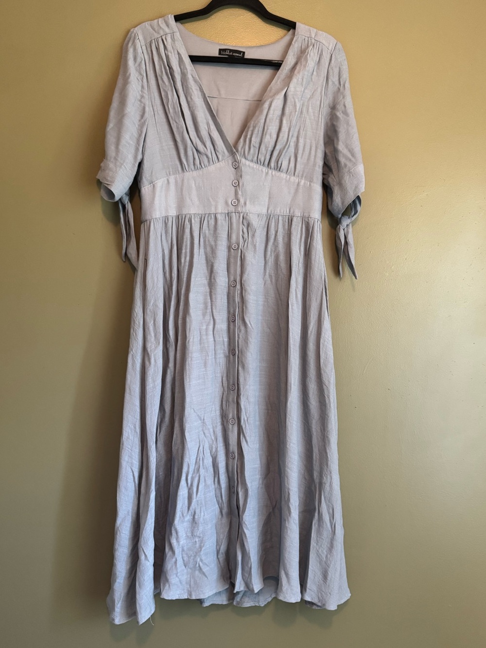 Button-Front Midi Dress in Light Grey